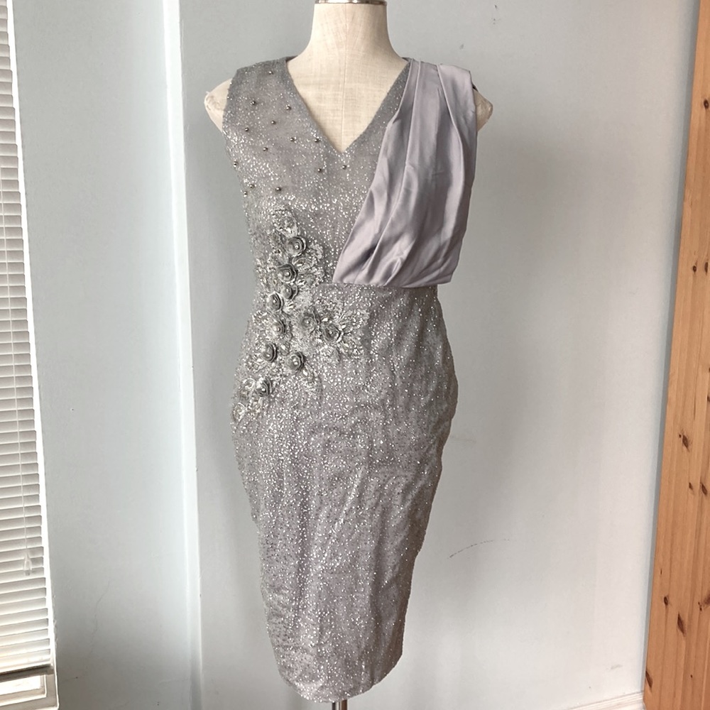 Vintage silver sparkle cocktail dress - Picture 2 of 12